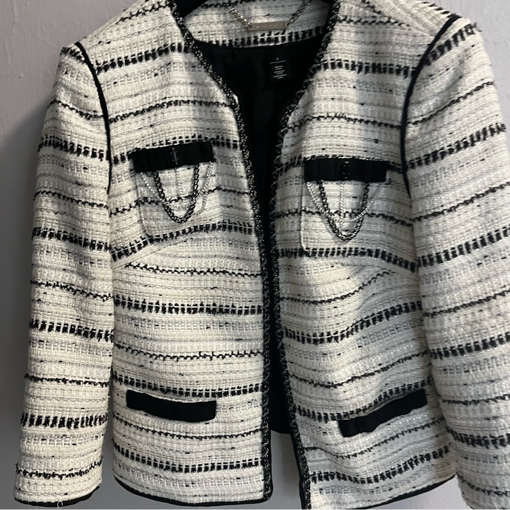 White House Black Market Embellished Tweed Jacket - Picture 5 of 14